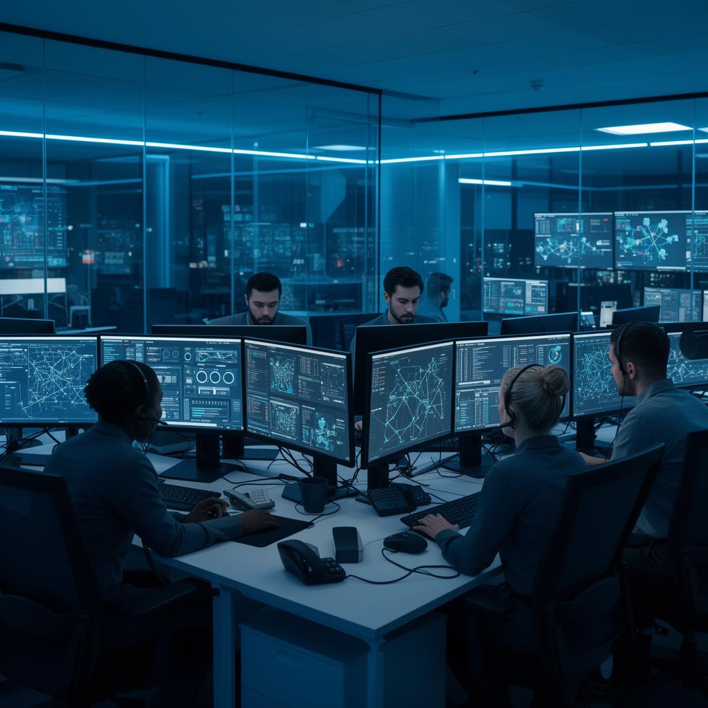 Equipe técnica CAD Informática no centro de operações